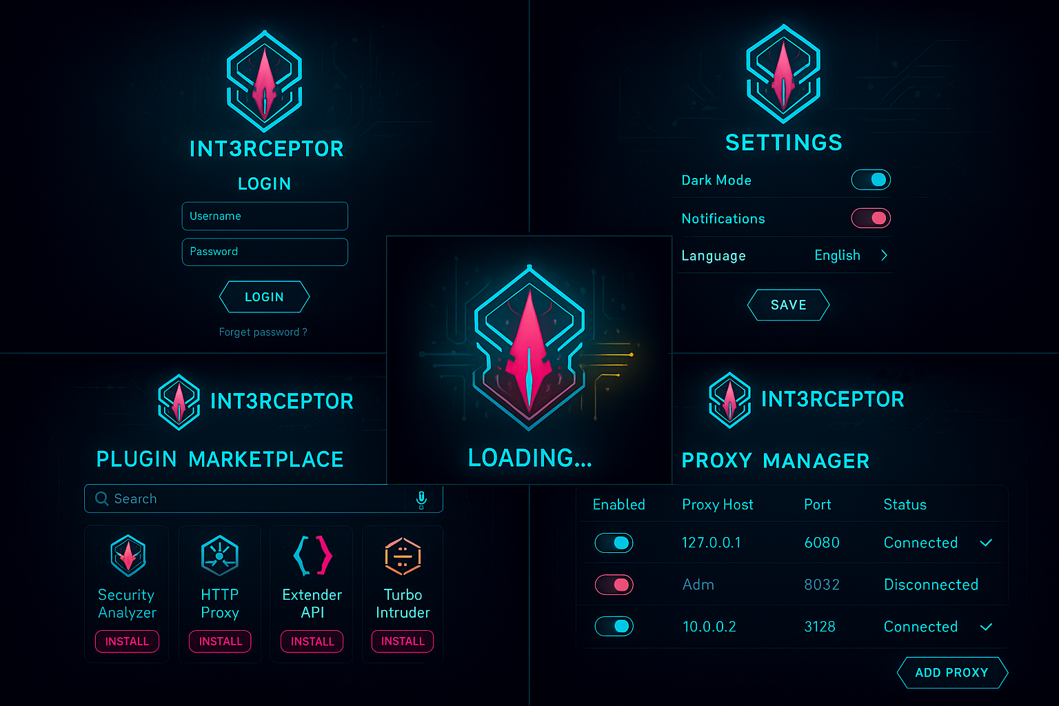 INT3RCEPTOR Full UI - Security Testing Platform